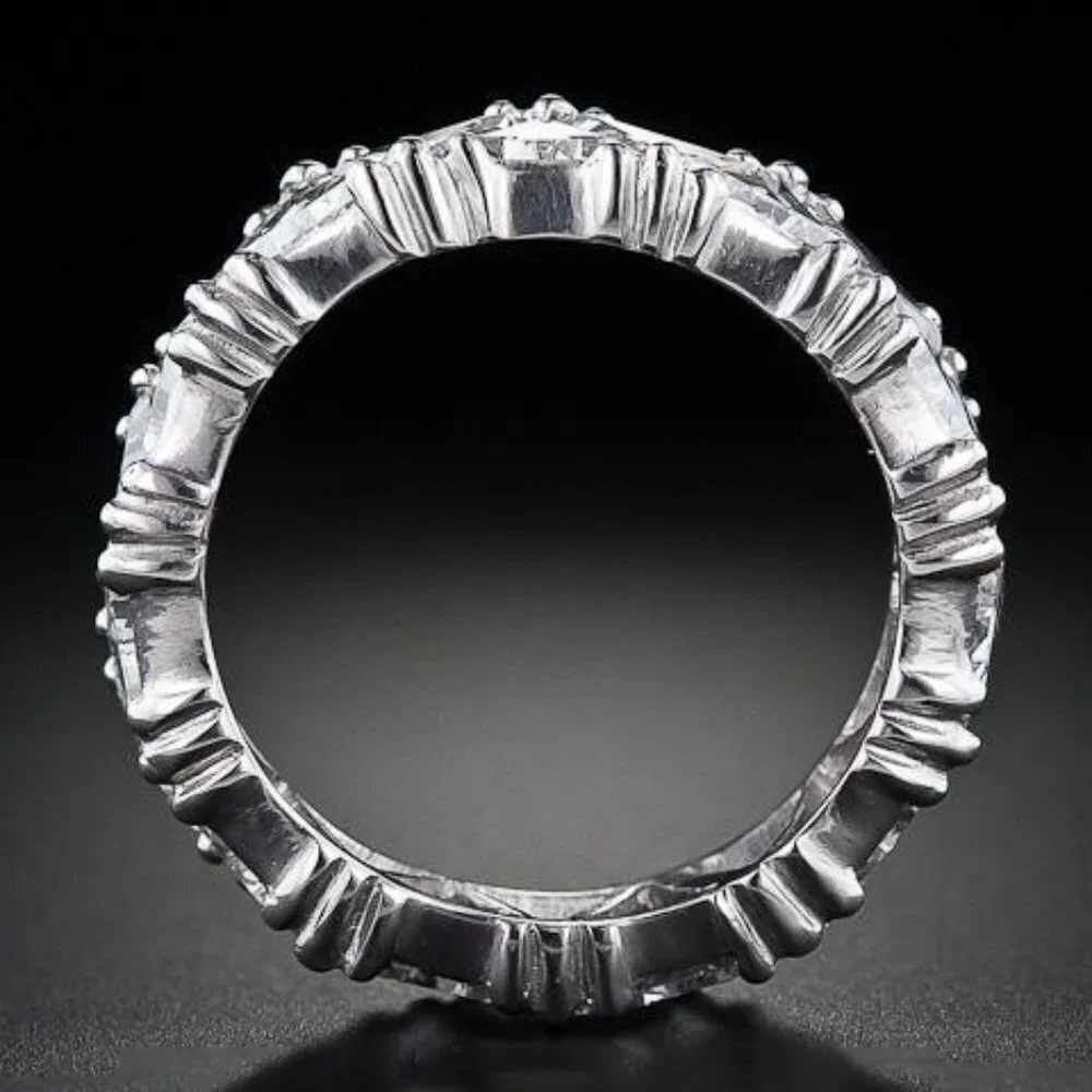 😍Shiny Triangle CZ Silver Plated Trendy Eternity Ring for Women, L211